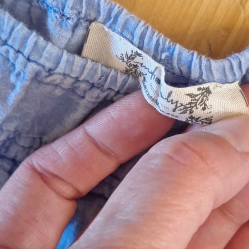 Free People Heat Of The Night 2 Piece Loungewear Set Top XS Pants L Chambray - Picture 5 of 8